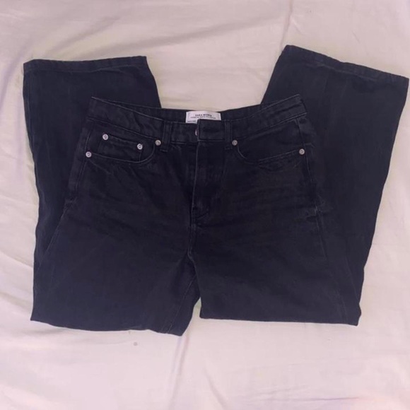 Zara Black Wide Leg Cropped/Petite City Worker Jeans - Picture 1 of 3